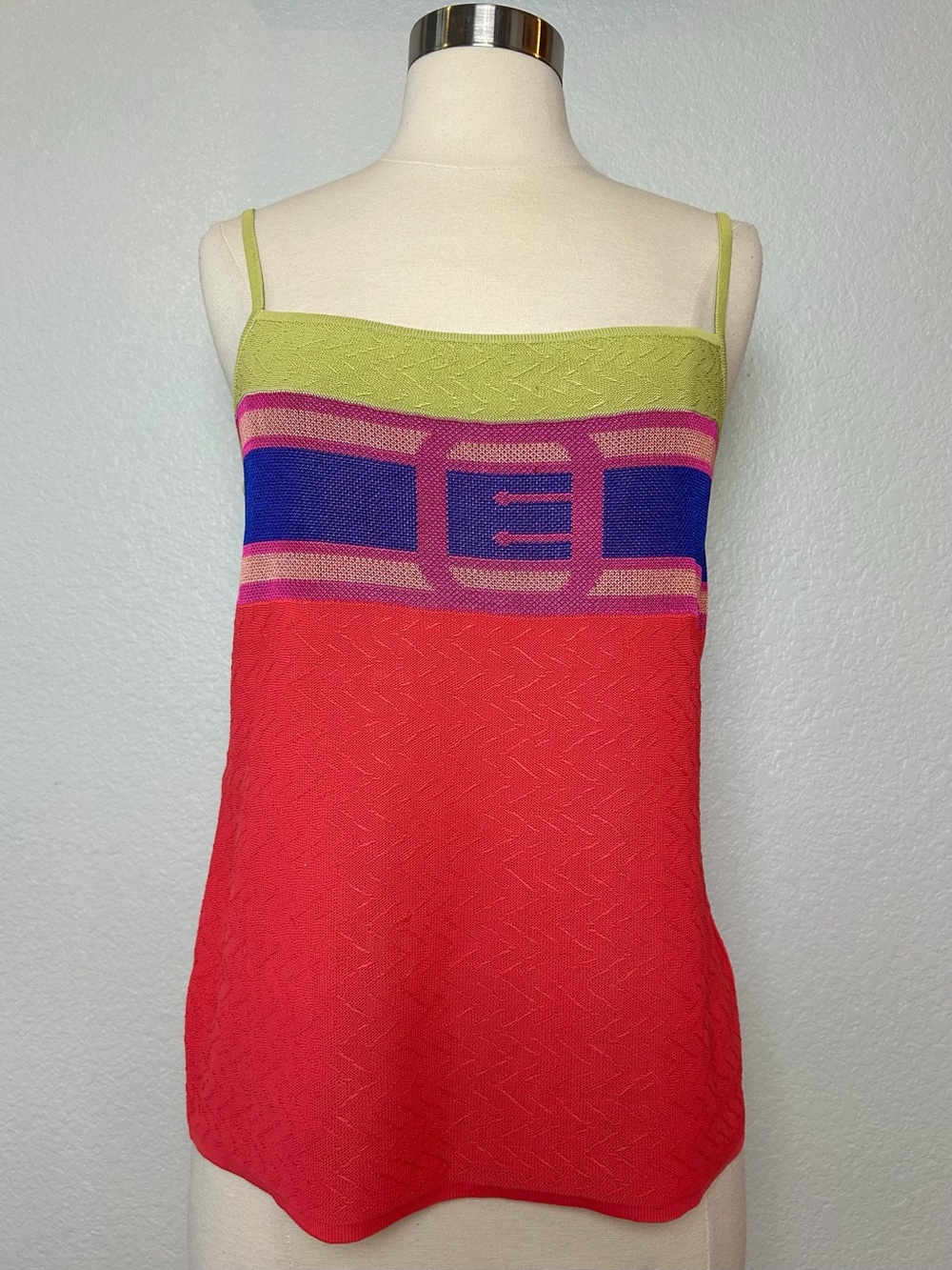 Roberta di Camerino Tank Top Womens 46/M Orange Rayon Blend Made In Italy